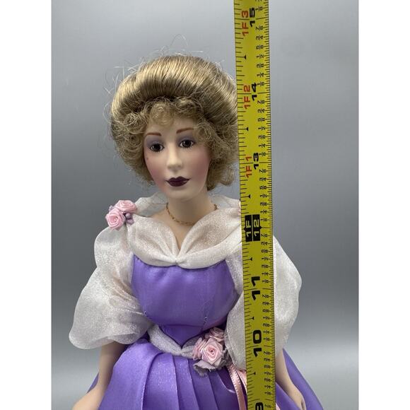 1988 Franklin Heirloom Gemstone Girl Amethyst Porcelain Doll 13” Vintage - Picture 11 of 14